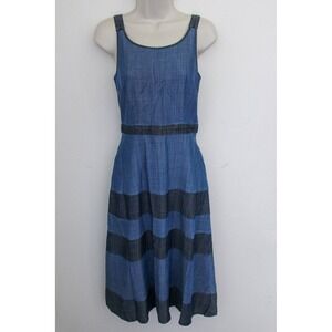 Tommy Bahama Dress Size 0 Blue Chambray Sleeveless Tiered Pockets Travel Lounge